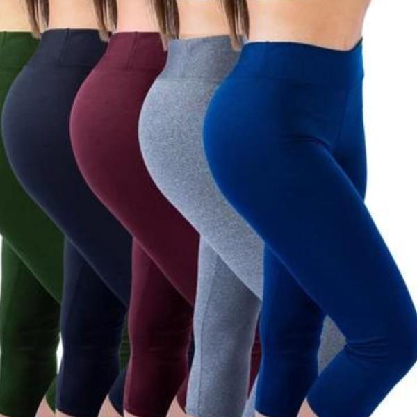 Imagem de Kit 2 Calça Legging Feminina Preta Grossa Dia A Dia Atacado