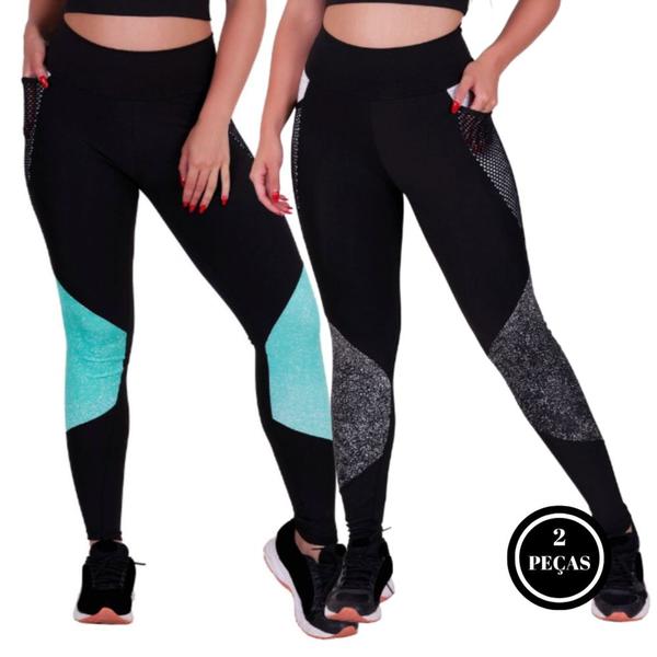 Imagem de Kit 2 Calça Legging Fitness Cintura Alta com Bolso Valentina