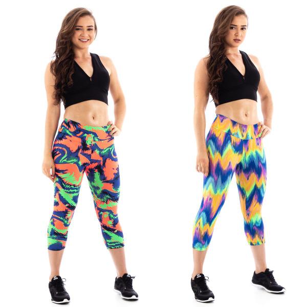 Imagem de Kit 2 Calças Legging Corsário Suplex Estampada