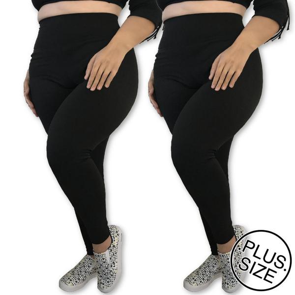 Imagem de Kit 2 Calças Legging Plus Size Heide Ribeiro Leg Basic Suplex Barato