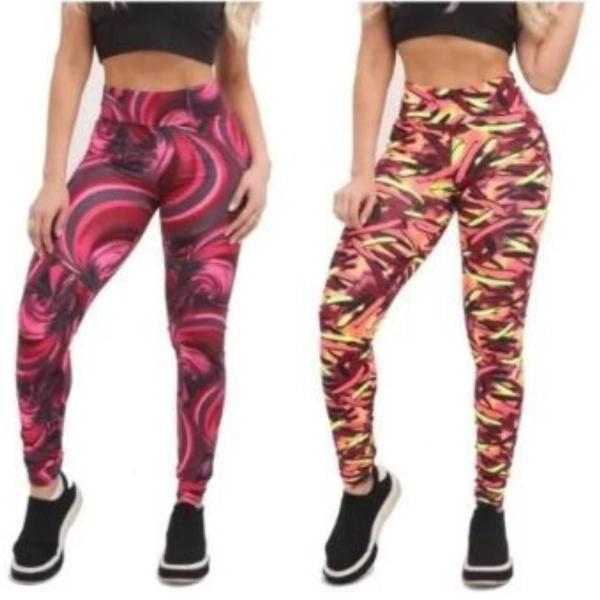 Imagem de Kit 2 calças Leggins Feminina Estampa Academia Suplex