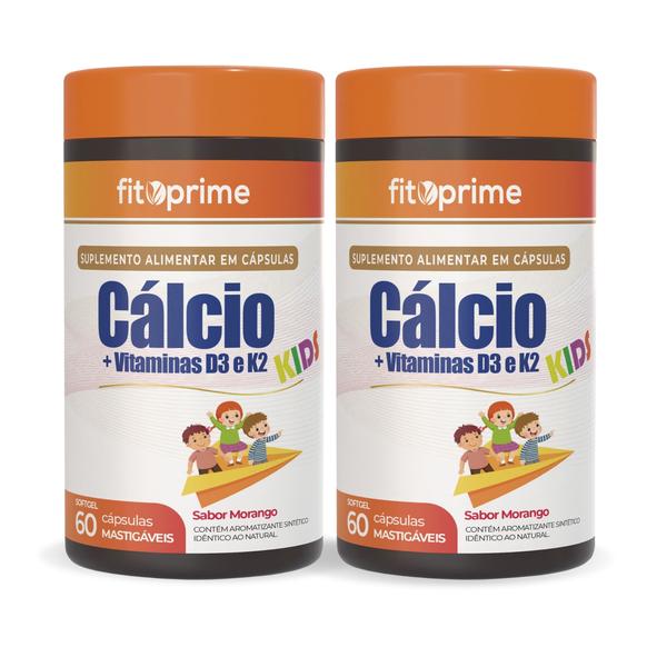 Imagem de Kit 2 Cálcio com Vitaminas D3 K2 kids Mastigável 60 cápsulas Fitoprime