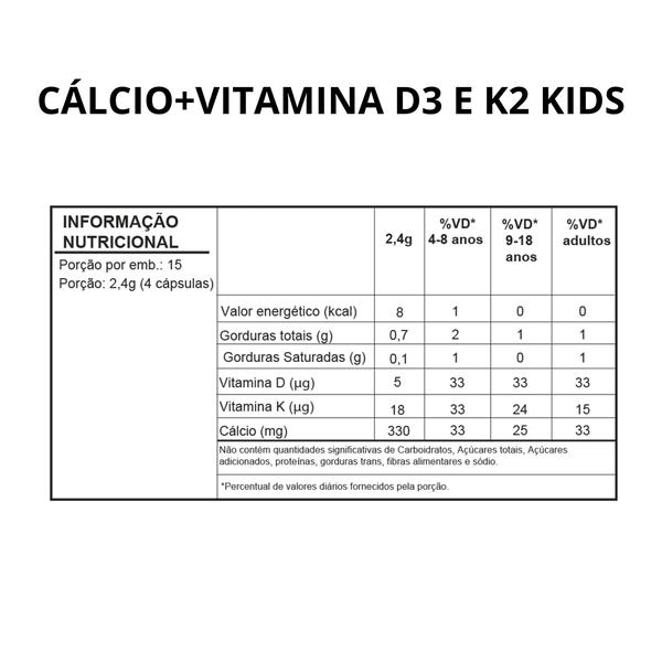 Imagem de Kit 2 Cálcio com Vitaminas D3 K2 kids Mastigável 60 cápsulas Fitoprime