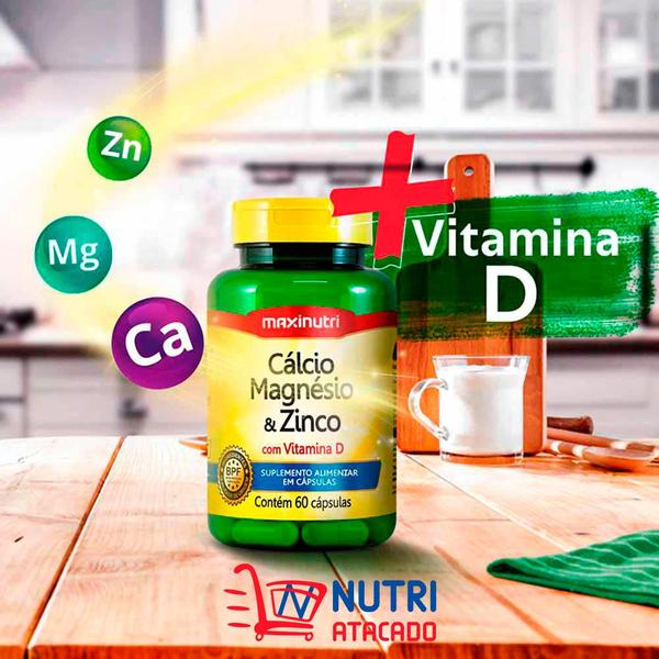 Imagem de Kit 2 Cálcio Magnésio Zinco Vitamina D 60 Capsulas Maxinutri