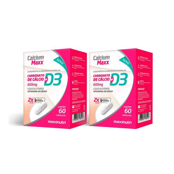 Imagem de Kit 2 Calcium Maxx Cálcio D3 600mg 60 Cápsulas Maxinutri