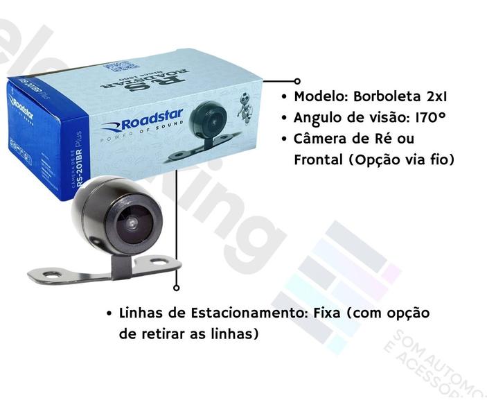 Imagem de Kit 2 Câmera De Ré/Frontal Roadstar Univ.2x1 (Borboleta e Furar) - RS201BR