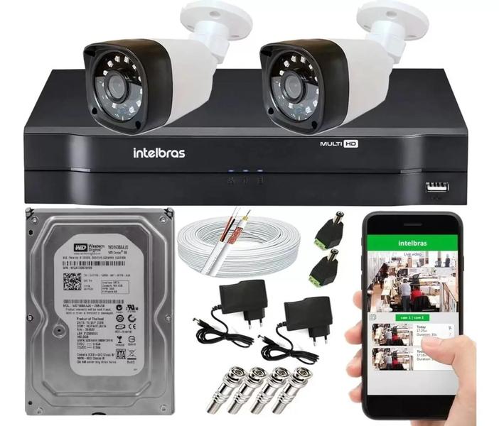 Imagem de Kit 2 Camera de Segurança Hd Dvr Mhdx Intelbras Full Hd