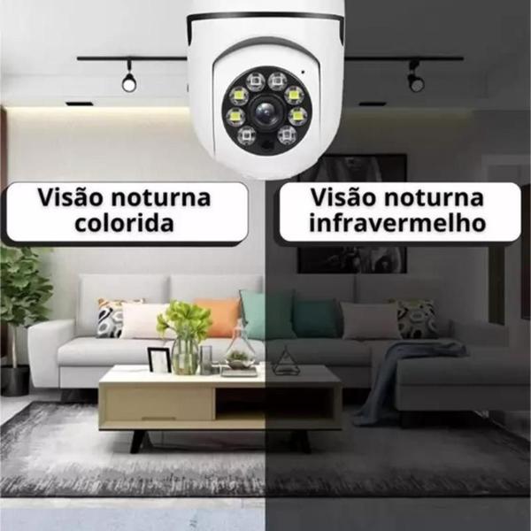 Kit 2 Câmera De Segurança Lâmpada Panoramica Wifi Espia C/rastreio Full Hd Visão Noturna Infravermelho Interna.Externa - Camera Ip Lampada 360 Imagem de Kit 2 Câmera De Segurança Lâmpada Panoramica Wifi Espia C/rastreio Full Hd Visão Noturna Infravermelho Interna.Externa