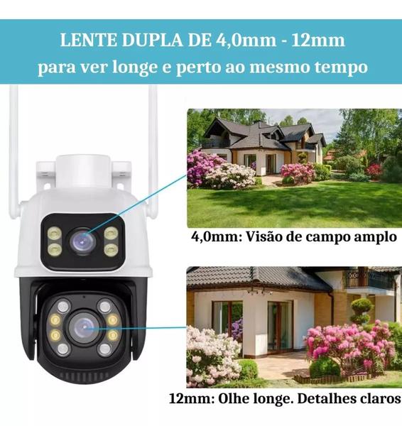 Imagem de Kit 2 Câmera De Segurança Smart Wi-fi Ip66 Dupla Lente 360 Visão Noturna Externa Prova  D' Agua