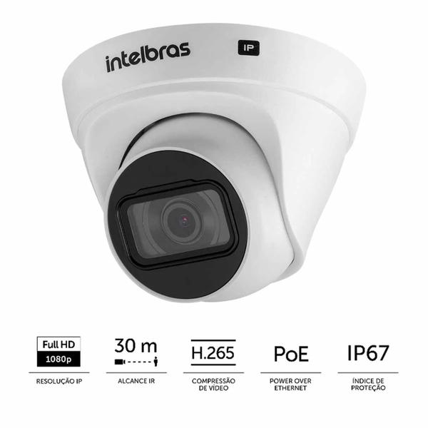 Imagem de kit 2 Camera Dome IP Intelbras VIP 1230 D Full HD 1080p Lente 2.8mm 30m IR PoE IP67 H.265