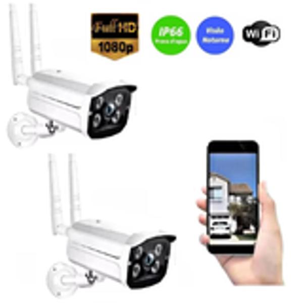 Imagem de kit 2 Camera Ip fixa Externa A Prova D Agua Wifi Visao Noturna Hd Ip65