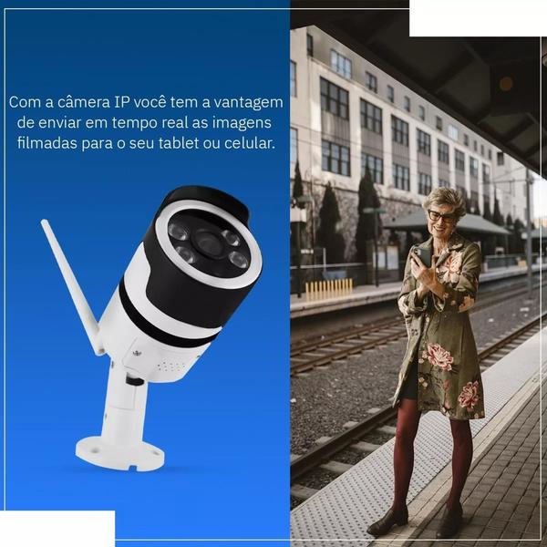 Imagem de kit 2 Camera Ip fixa Externa A Prova D Agua Wifi Visao Noturna Hd Ip65