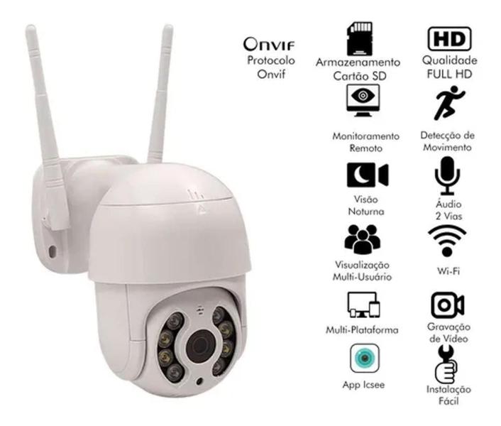 Imagem de Kit 2 Câmera Ip Icsee ptz speed dome Prova D'água Infravermelho Externa Wifi Hd - Smart Câmera