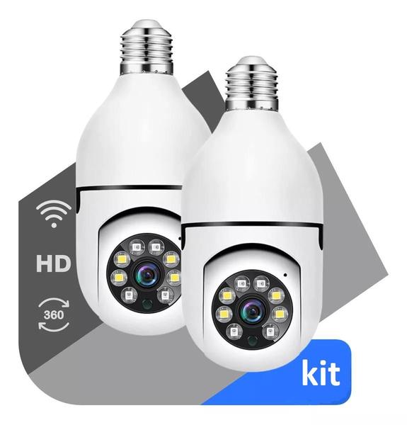 kit 2 Câmera Ip Segurança Lampada Panoramica Wifi Espia prova d'agua giratoria - cameraIP kit 2 Câmera Ip Segurança Lampada Panoramica Wifi Espia prova d'agua giratoria - cameraIP