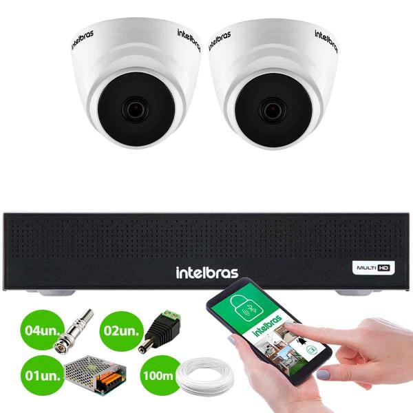 Imagem de Kit 2 Câmeras Dome VHL 1220 D G2 HDCVI 2 megapixels Intelbras Visão Noturna 20m + Dvr Intelbras MHDX 1104-C 4 Canais