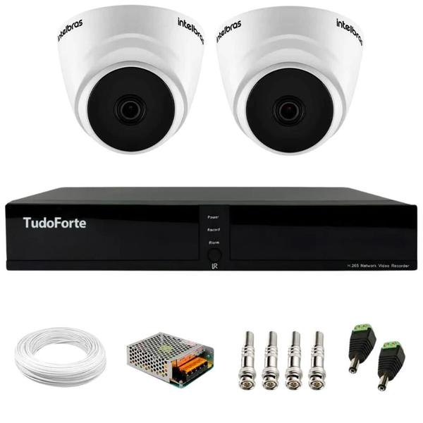 Imagem de Kit 2 Câmeras Dome VHL 1220 D G2 HDCVI 2 megapixels Intelbras Visão Noturna 20m + Dvr Tudo Forte TFHDX 3304 4 Canais Com App Xmeye