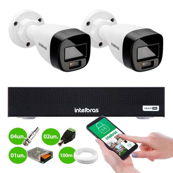 Imagem de Kit 2 Câmeras Intelbras VHD 1220 B G7 Full Color Bullet Full HD 1080p Multi HD IR 20m + Dvr Intelbras MHDX 1104-C 4 Canais