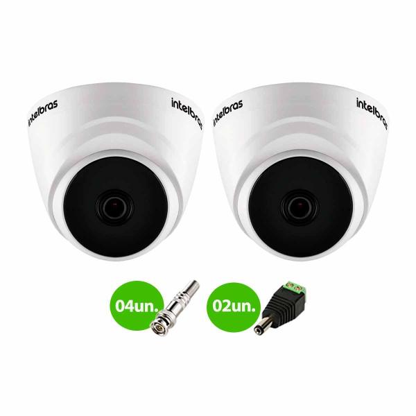 Imagem de Kit 2 Câmeras Intelbras VHL 1120 Dome HDCVI Lite, HD 720p, Lente 3.6mm, Visão Noturna 20m + Conectores