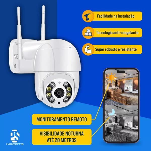 Imagem de Kit 2 Câmeras IP Wi-Fi -Resistente Sol/Chuva-Detecta movimento