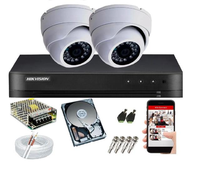 Imagem de Kit 2 Cameras Segurança 720p Hd Dvr Hikvision 4ch Alta Resolução c/ Acessórios+hd 1 Tb