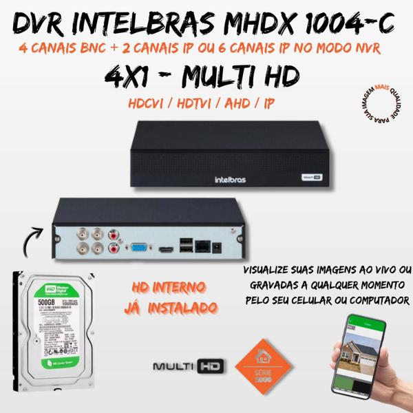 Imagem de Kit 2 Câmeras Segurança FullColor Visão Noturna Colorida Dvr Intelbras 1004c Hd 500gb