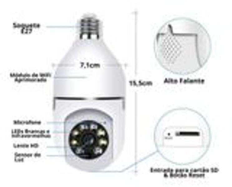 Kit 2 Cameras Vigilancia 360º 24h Wifi Yoosee Direto Celular cor branca Imagem de Kit 2 Cameras Vigilancia 360º 24h Wifi Yoosee Direto Celular cor branca