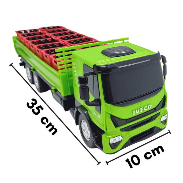 Imagem de Kit 2 Caminhões de Brinquedo Iveco: 1 Engradados + 1 Baú Com Acessórios