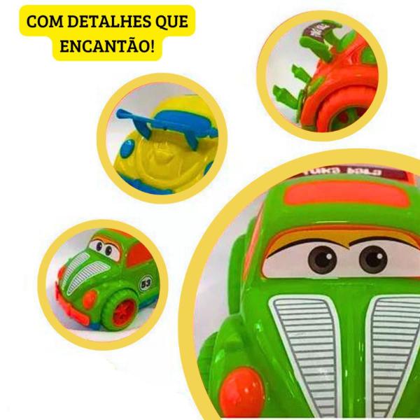 Imagem de Kit 2 Caminhonetes 1 Fusquinha Carrinho Brinquedo Criança Presente Colorido