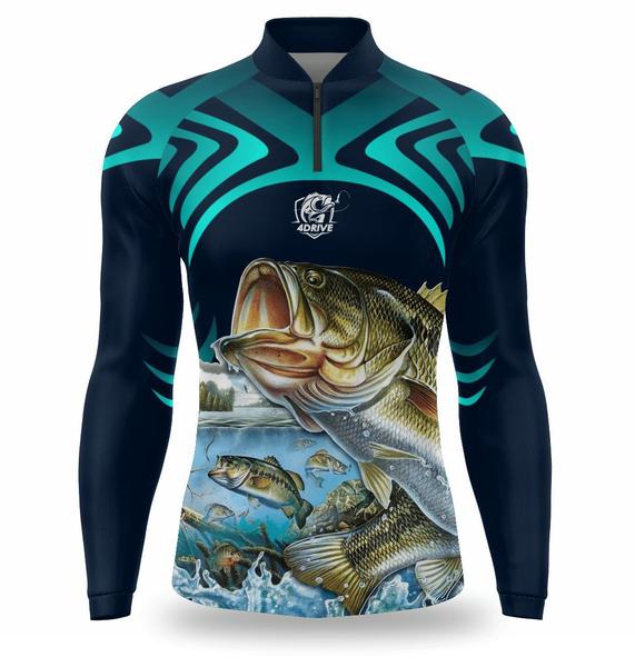 Imagem de Kit 2 Camisa Camiseta Pesca Masculina Manga Longa Proteção UV 50 Pescaria Secagem rapida