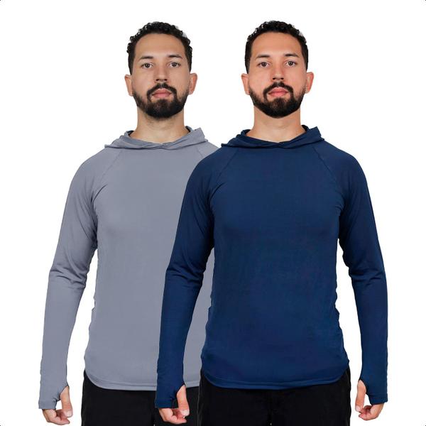 Imagem de Kit 2 Camisa Segunda Pele Masculina Térmica Frio Capuz Uv50