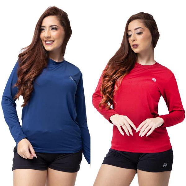 Kit 2 Camisa Térmica Feminina Uv 50+ Proteção Solar Segunda Pele - The Lion Imagem de Kit 2 Camisa Térmica Feminina Uv 50+ Proteção Solar Segunda Pele