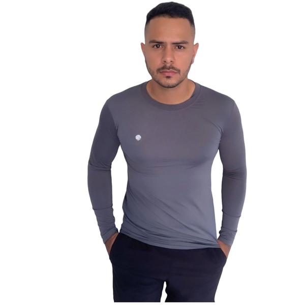 Imagem de Kit 2 Camisa Termica Proteção uv  Estilo para Atividades ao Ar Livre Azul Escuro-Cinza 35 