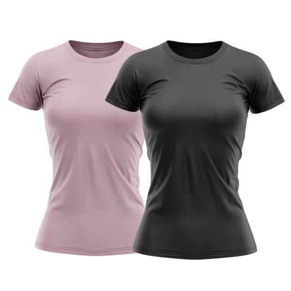 Imagem de Kit 2 Camisas Proteção Solar Manga Curta Feminina Blusa Térmica