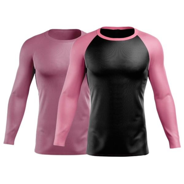 Imagem de KIT 2 Camiseta Longa Térmica Blusa Esportiva Longa Rash Guard Corrida Jiu Jitsu Proteção UV Dry Fit