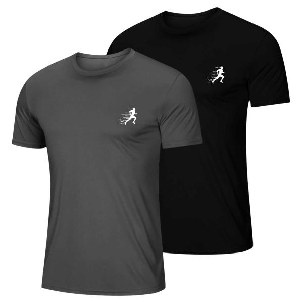 Kit 2 Camiseta Masculina Esportiva Dry Fit Camisa Gola Redonda Corrida - HYVE Imagem de Kit 2 Camiseta Masculina Esportiva Dry Fit Camisa Gola Redonda Corrida