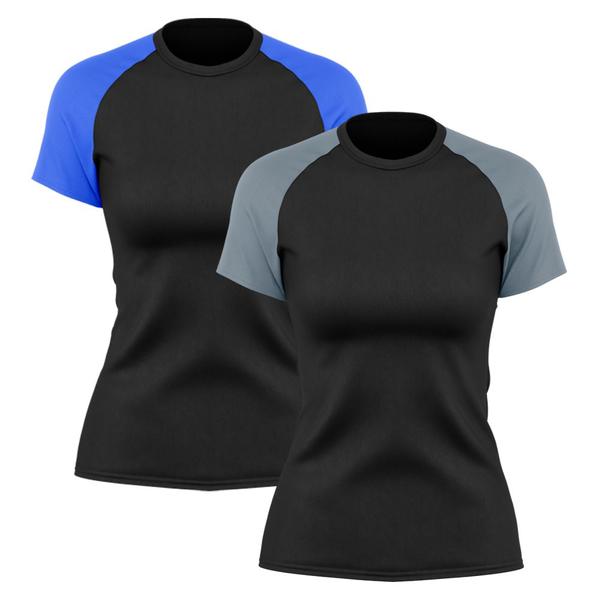 Kit 2 Camisetas Feminina Raglan Dry Fit Proteção Solar UV Básica Lisa Treino Academia Ciclismo - Whats Wear Imagem de Kit 2 Camisetas Feminina Raglan Dry Fit Proteção Solar UV Básica Lisa Treino Academia Ciclismo