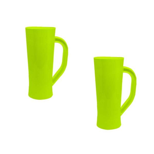 Imagem de Kit 2 Caneca Chopp Amarelo Neon 430Ml Plástico