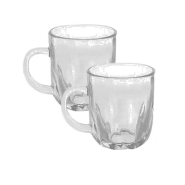 Imagem de Kit 2 Caneca Copo De Vidro Transparente Café Chá Cappuccino Alça Com Base Retro 240ml