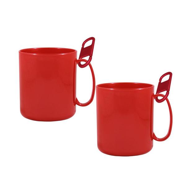 Imagem de Kit 2 Caneca Redonda Clipe Vermelho 400Ml Plástico