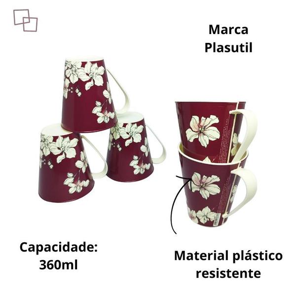 Imagem de Kit 2 Canecas 360ml Decoradas Para Bebidas Chá Café Resistentes Charmosa Plástico Resistente Cozinha