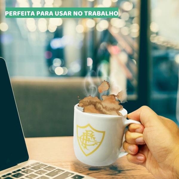 Imagem de Kit 2 Canecas Branca Xícara Porcelana Urban 300ml Café Fluminense Serie Ouro Dourado Oficial