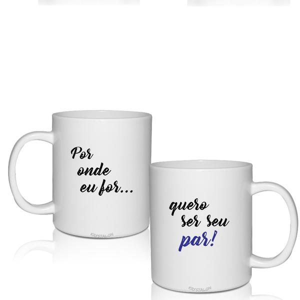 Imagem de Kit 2 Canecas Brancas Personalizadas Frases De Amor