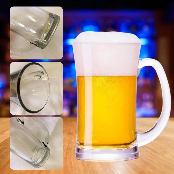 Imagem de Kit  2 Canecas Chopp Cerveja Vidro 350 Ml  Bar Transparente Hippy 