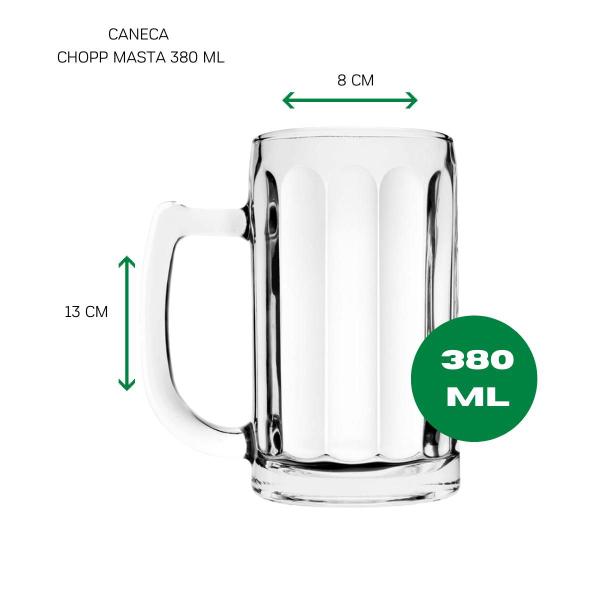 Imagem de Kit 2 Canecas Chopp Cerveja Vidro Grosso Transparente  380 Ml