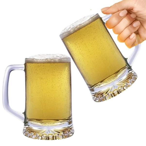 Imagem de Kit 2 Canecas Chopp Cerveja Vidro Transparente 345 Ml Big Hippy