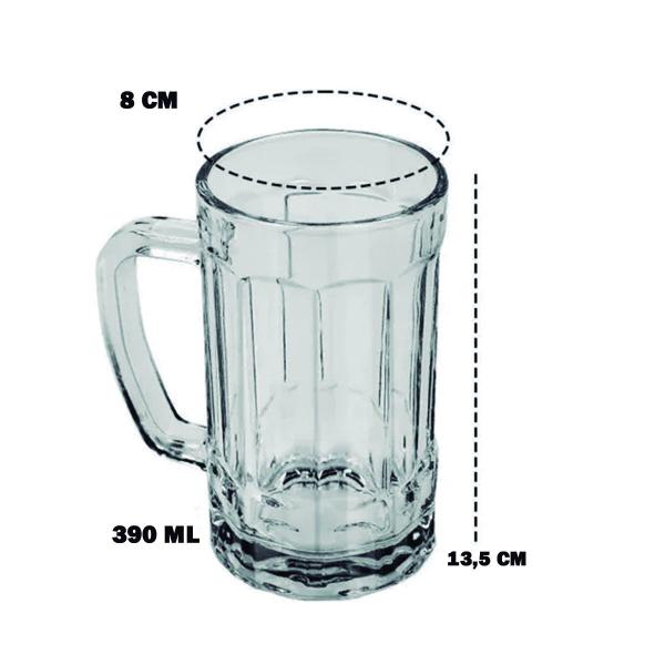 Imagem de Kit 2 Canecas D/Chopp Cerveja 390ml Vidro Resistente Premium