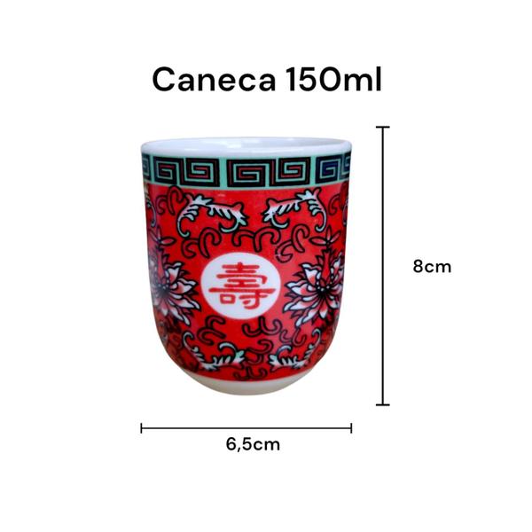 Kit 2 Canecas de Chá Oriental Copo Porcelana 150ml - Tokyo Design Imagem de Kit 2 Canecas de Chá Oriental Copo Porcelana 150ml