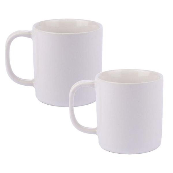 Imagem de Kit 2 canecas de porcelana 200ml  branco básica chá café básico