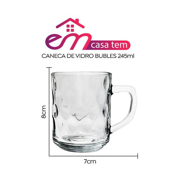 Imagem de Kit 2 Canecas de Vidro Bubles Relevo Em Casa Tem 245ml