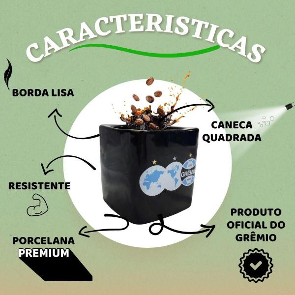 Imagem de Kit 2 Canecas Porcelana Xícara Quadrada 220Ml Café Preto